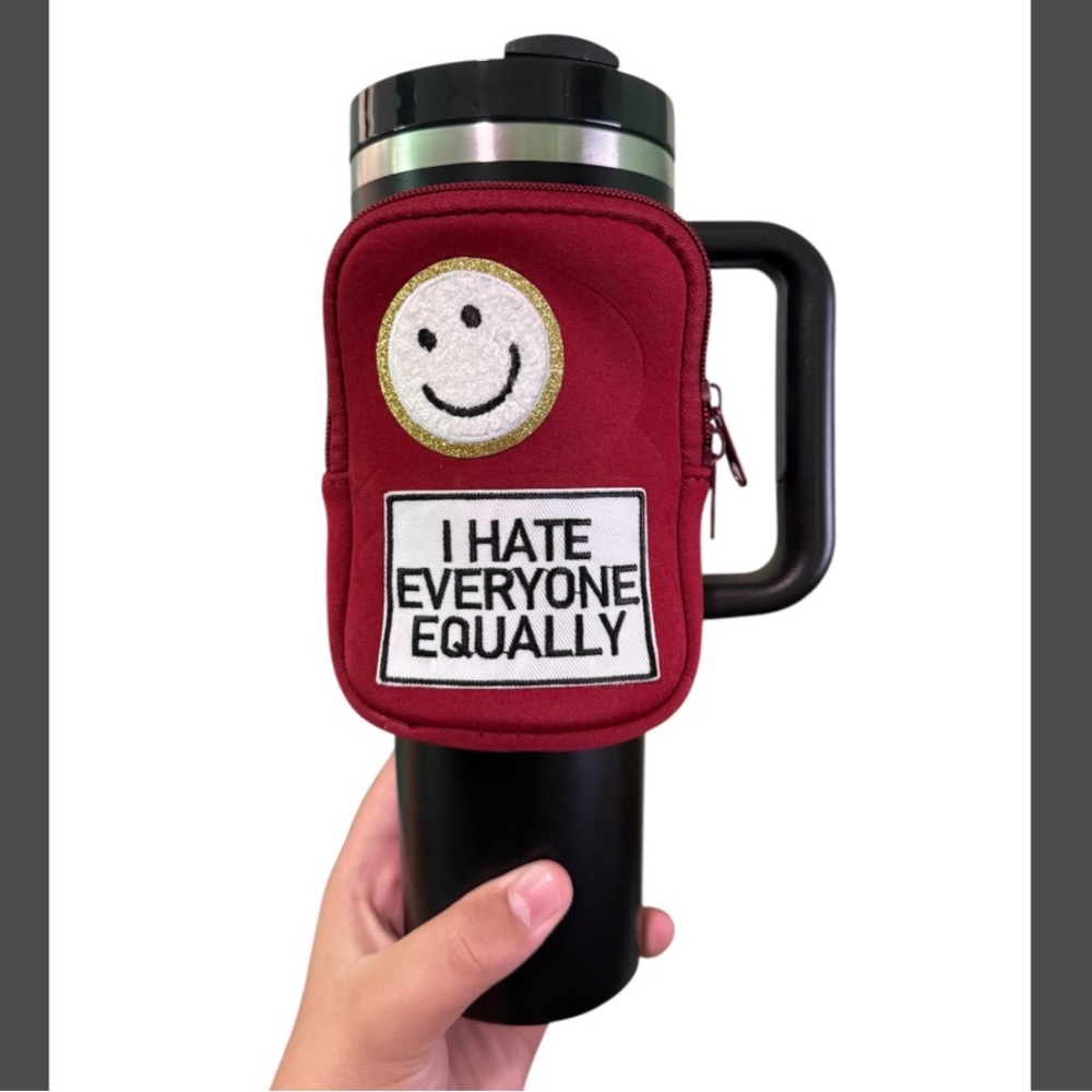 Red Stanley Cup Bag with Customized Patches Tumbler Accessories